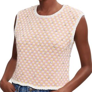 Maje Decorative Knit & Rhinestone Sweater Vest